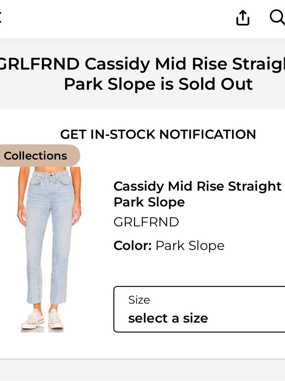 GRLFRND Light Blue Straight-Leg High-Rise Jeans